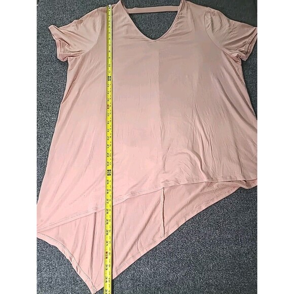 Lisa Rinna Collection V-Neck Top with Chiffon Back Detail Petal Rose Pink Size L - Picture 4 of 7